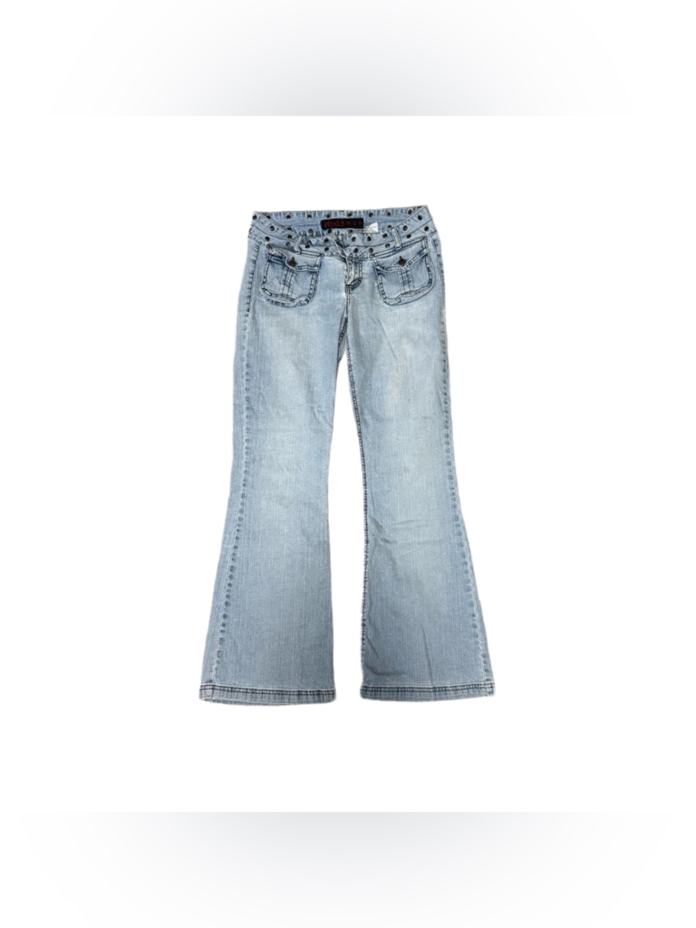 Y2K Mudd Jeans Low Rise Denim Flare Leg Grommets Light Wash Women's Size 30